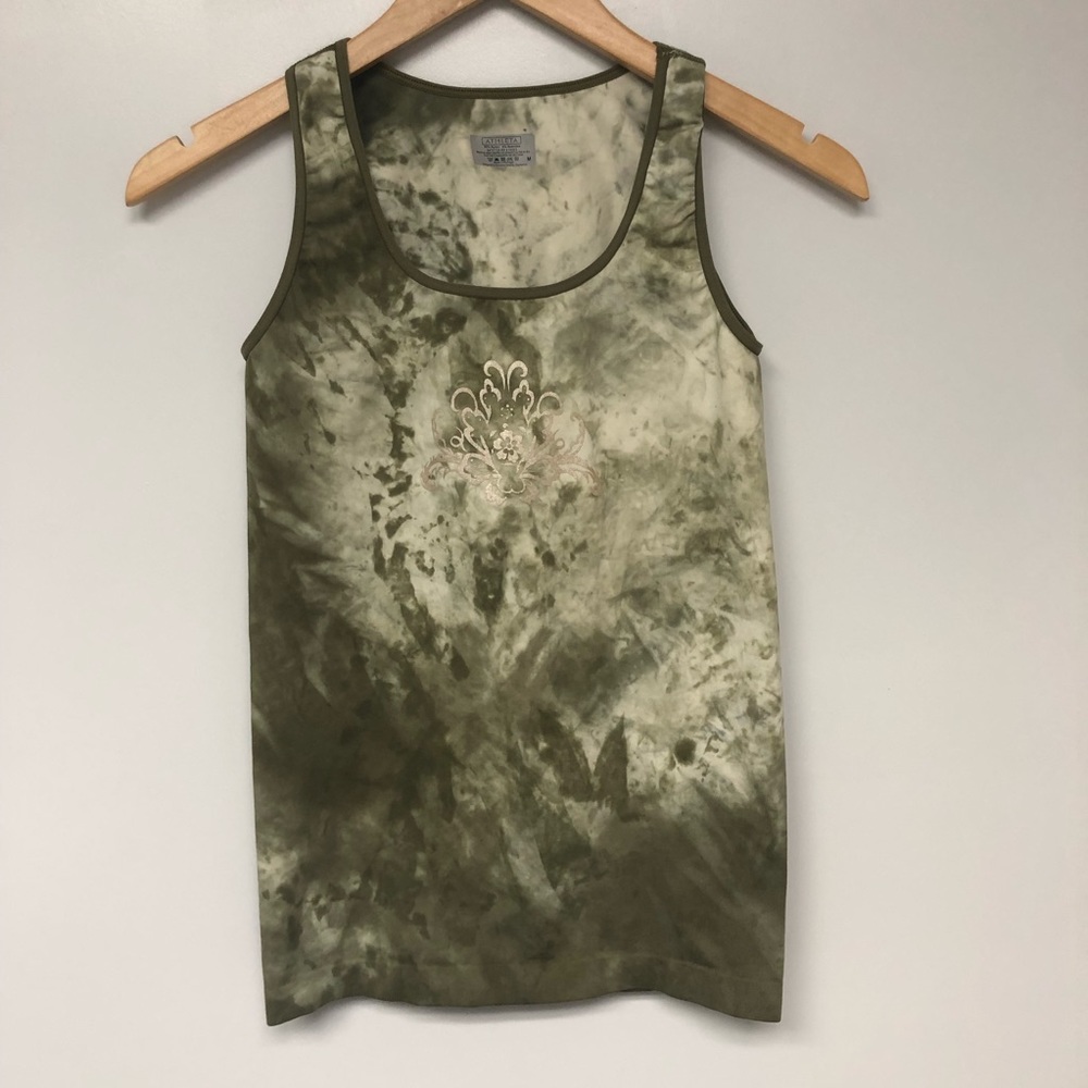 Athleta fitted Green Tie Dye Tank Top Size Medium
